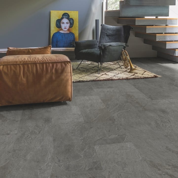 View of Grey Slate AMCL40034 luxury vinyl tile by Quick-Step Livyn