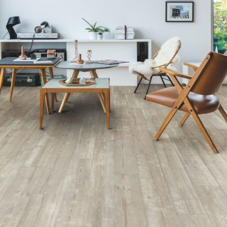 View of Morning Mist Pine PUCL40074 luxury vinyl tile by Quick-Step Livyn