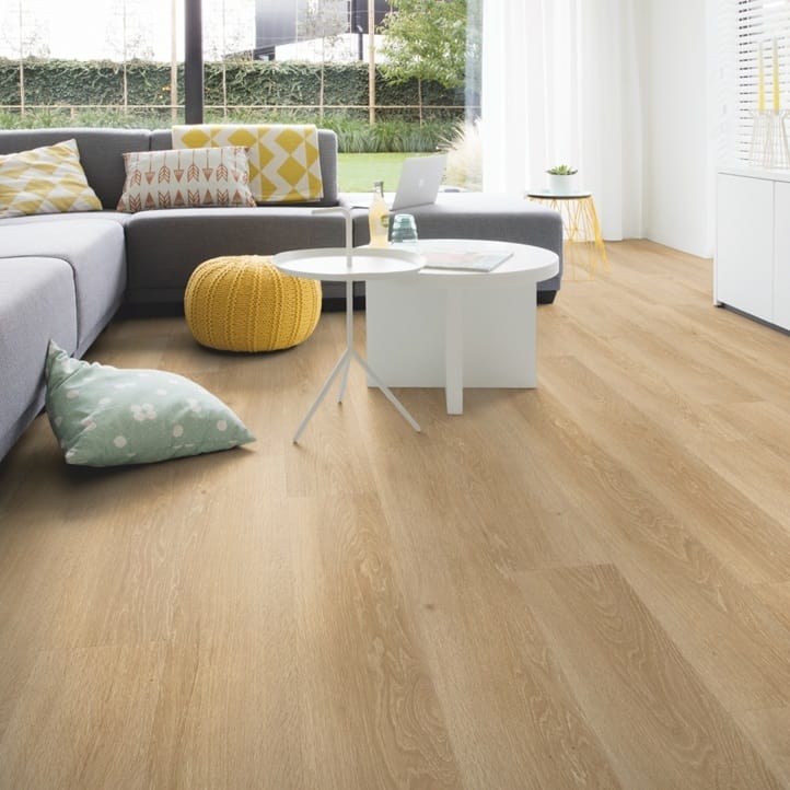 View of Sea Breeze Oak Natural PUCL40081 luxury vinyl tile by Quick-Step Livyn