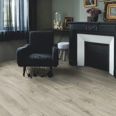 View of Autumn Oak Warm Grey PUCL40089 luxury vinyl tile by Quick-Step Livyn