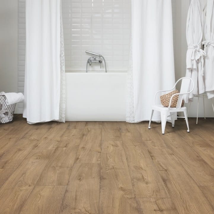 View of Picnic Oak Ochre PUCP40093 luxury vinyl tile by Quick-Step Livyn