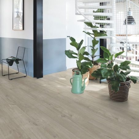 View of Cotton Oak Warm Grey PUCP40105 luxury vinyl tile by Quick-Step Livyn