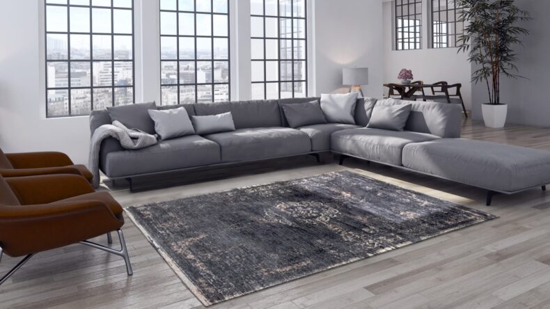 Fading World Collection Medallion Mineral Black 8263 rug by Louis De Poortere