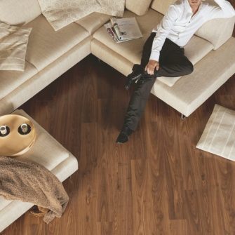 View of Oiled Walnut EL1043 laminate tile by Quick-Step