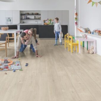View of Saw Cut Oak Beige IM1857 laminate tile by Quick-Step