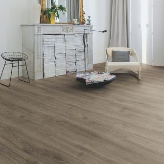 View of Woodland Oak Brown MJ3548 laminate tile by Quick-Step