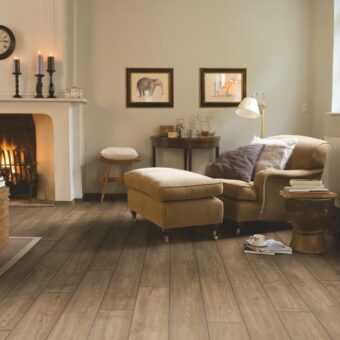 View of Scraped Oak Grey Brown IMU1850 laminate tile by Quick-Step