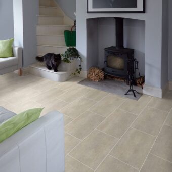 View of Organic Limestone 3555 luxury vinyl tile by Cavalio