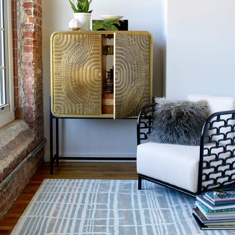 Tortoiseshell Stripe Jade 39808 rug by Florence Broadhurst