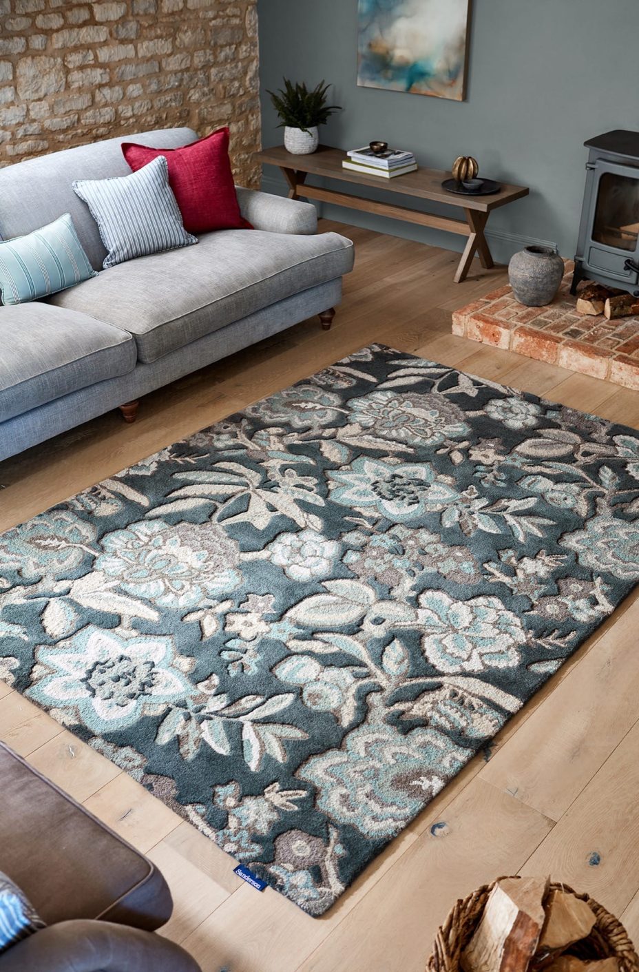 Indra Charcoal 145804 rug by Sanderson