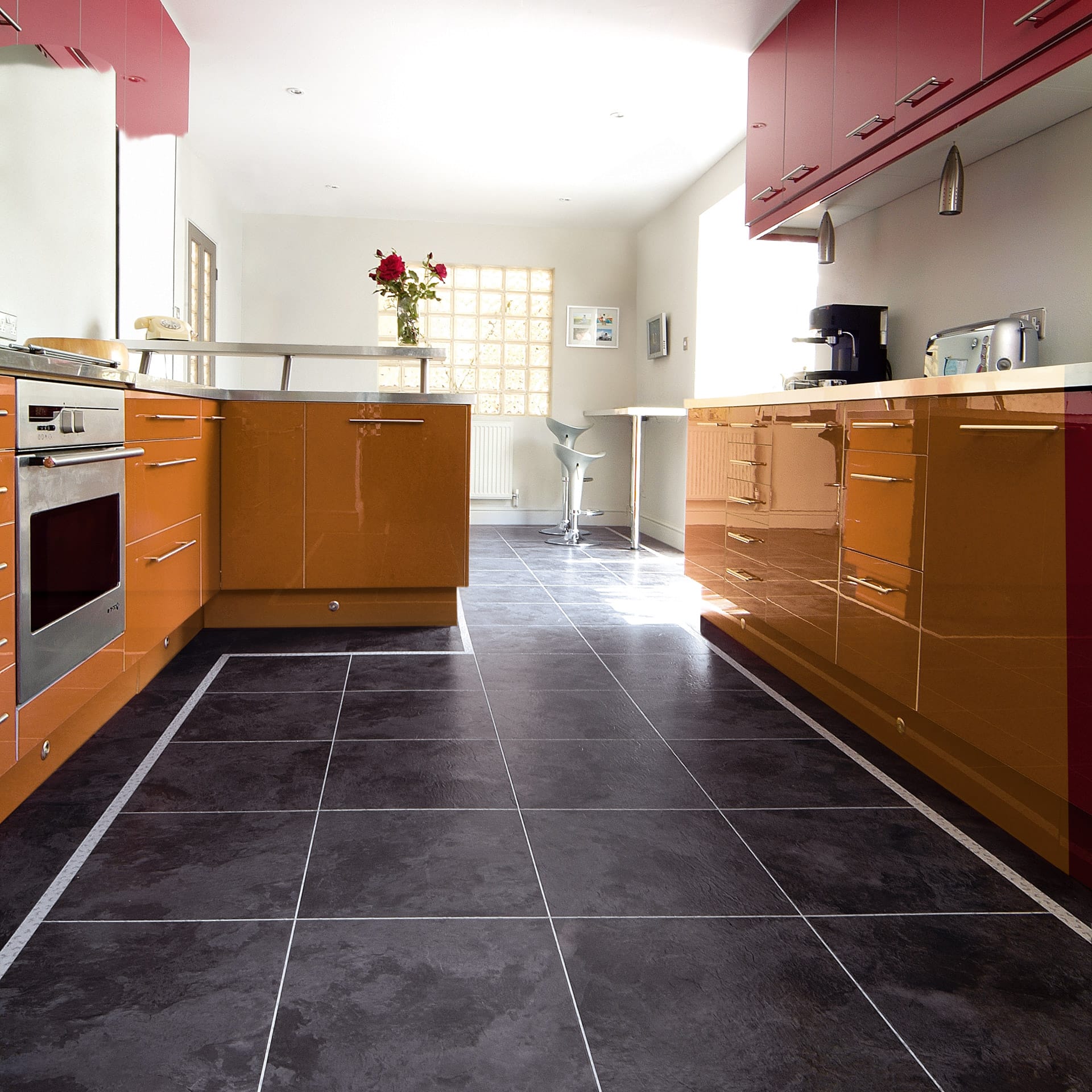View of CC06 Graphite luxury vinyl tile by Karndean