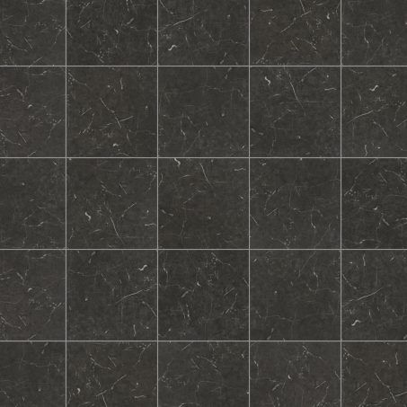 View of T74 Midnight Black Marble luxury vinyl tile by Karndean