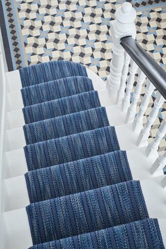Kasuri Indigo stair runner by Roger Oates