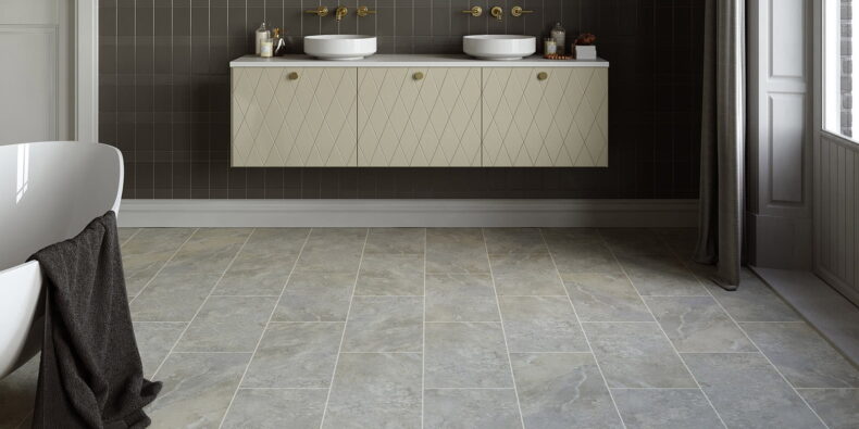 View of York Stone - Powder luxury vinyl tile by Invictus