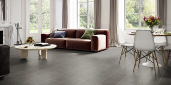 View of Concrete Crush - Charcoal luxury vinyl tile by Invictus
