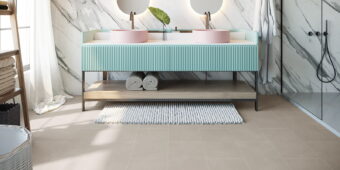 View of Concrete Crush - Smoke luxury vinyl tile by Invictus