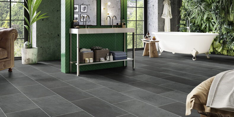 View of Groovy Granite - Lava (Maximus) luxury vinyl tile by Invictus