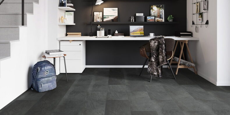 View of Groovy Granite - Lava (Maximus Click) luxury vinyl tile by Invictus