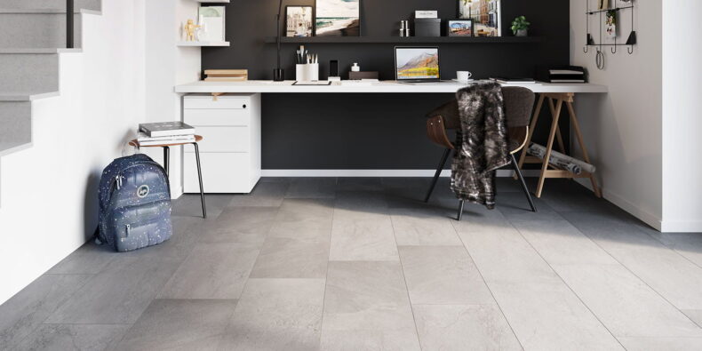 View of Groovy Granite - Steel (Maximus) luxury vinyl tile by Invictus