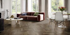 View of Highland Oak - Chocolate Herringbone (Maximus Click) luxury vinyl tile by Invictus