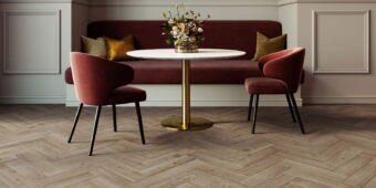View of Highland Oak - Roasted Herringbone (Maximus Click) luxury vinyl tile by Invictus