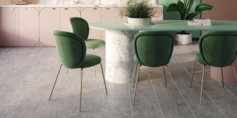 View of Hudson Stone - Silver luxury vinyl tile by Invictus