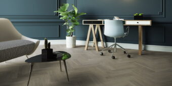 View of New England Oak - Dusk Herringbone luxury vinyl tile by Invictus