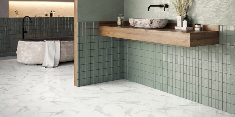 View of Pure Marble - Snow luxury vinyl tile by Invictus