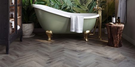 View of Royal Oak - Dove Herringbone luxury vinyl tile by Invictus
