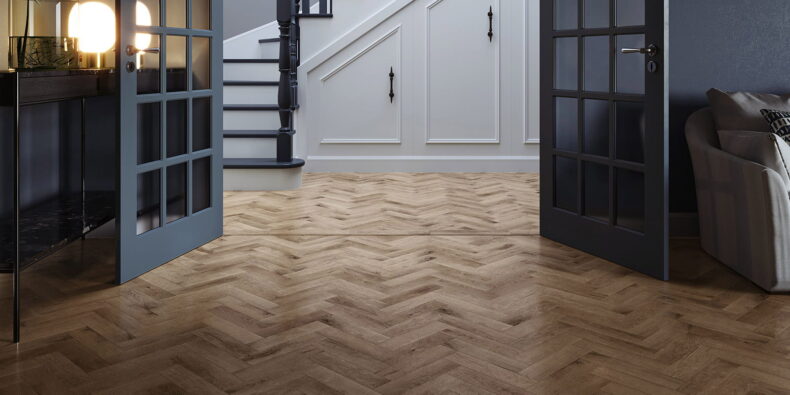 View of Royal Oak - Traditional Herringbone luxury vinyl tile by Invictus