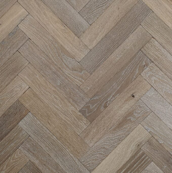 Solid oak herringbone wood flooring named Cathedral Stone