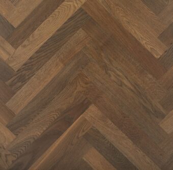 Brown engineered parquet wood flooring herringbone select oak finished with lacquer in Surrey