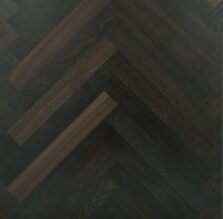 Dark brown engineered parquet wood flooring herringbone select oak finished with lacquer in Surrey