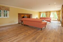 Distressed engineered oak wood flooring country grade 190mm wide with splits and character finished with natural oil in Surrey