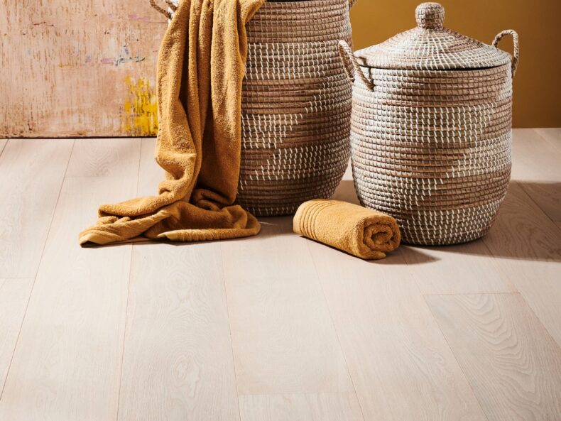 Engineered oak wood flooring named Palermo Cotton White