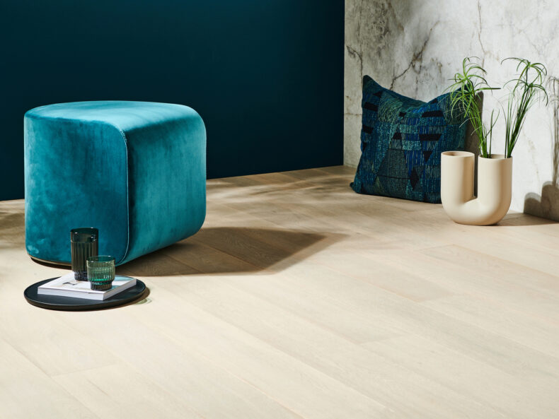 Engineered oak wood flooring named Palermo Cotton White