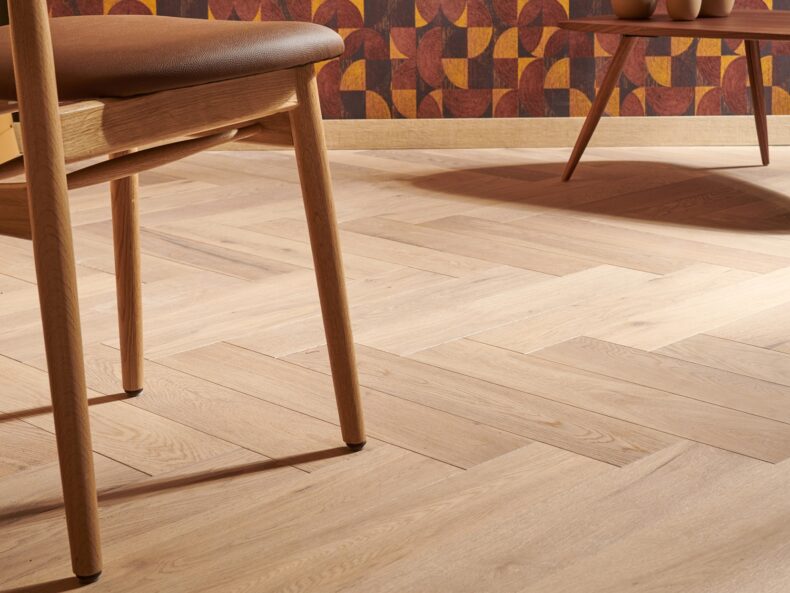 Engineered oak wood flooring named Stockholm Herringbone Pure