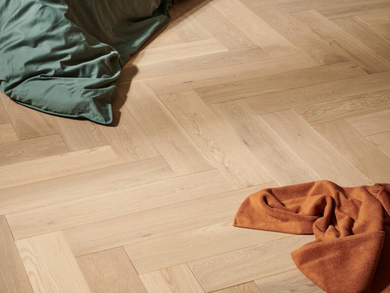 Engineered oak wood flooring named Stockholm Herringbone Pure