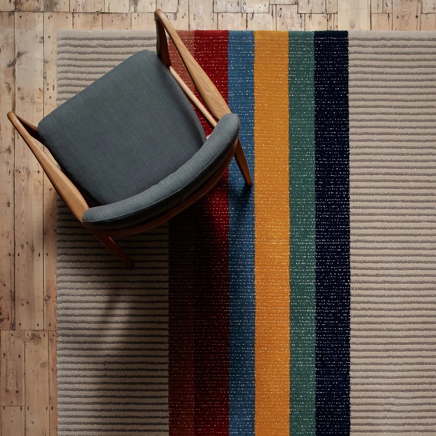 Bloomsbury Stripe Multi rug by Roger Oates