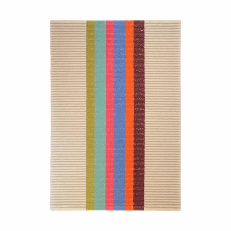 Bloomsbury Stripe Azure rug by Roger Oates