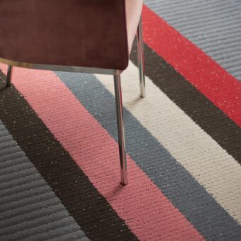 Bloomsbury Stripe Fraise rug by Roger Oates