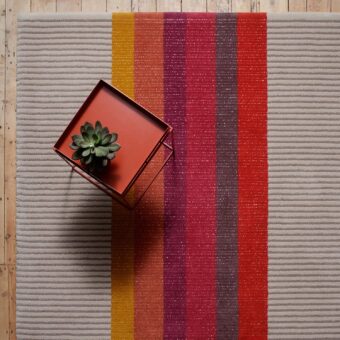 Bloomsbury Stripe Magenta rug by Roger Oates