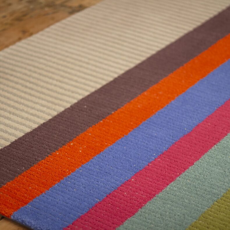 Bloomsbury Stripe Azure rug by Roger Oates