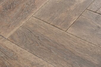 Distressed light grey engineered oak wood flooring country grade 190mm wide with splits and character finished with natural oil in Surrey