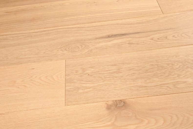 Light brown grey engineered wood flooring oak select grade 190mm wide with brushed surface finished with natural oil in Surrey