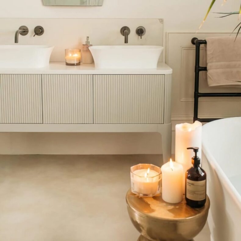 View of Off White luxury vinyl tile by Harvey Maria
