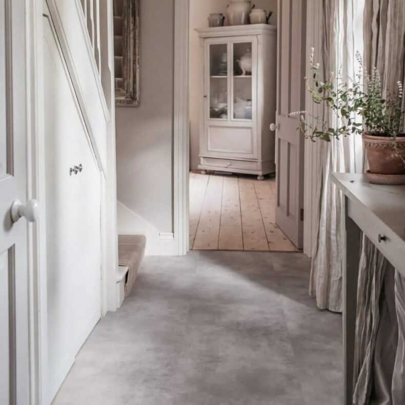 View of Off Grey luxury vinyl tile by Harvey Maria