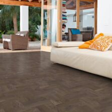 View of Smoked Oak - Parquet luxury vinyl tile by Harvey Maria