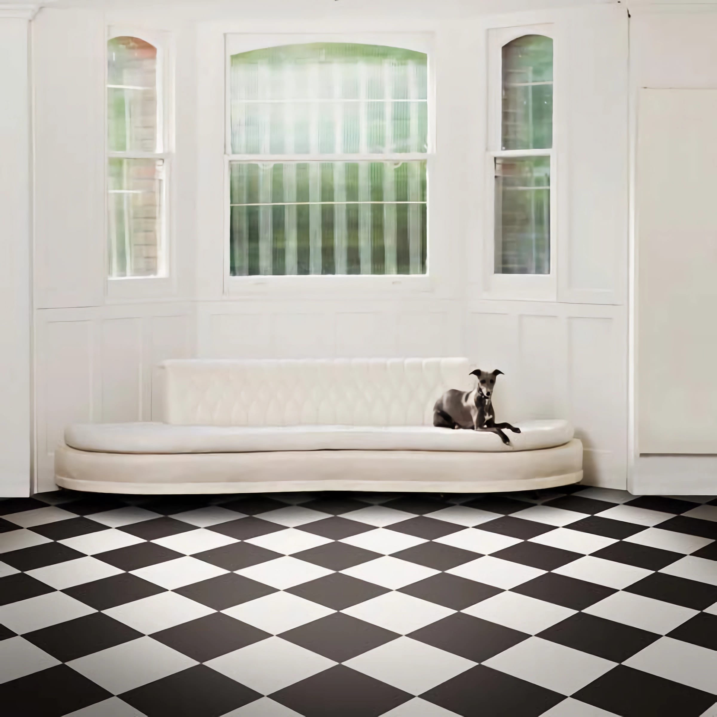 View of Jet Black luxury vinyl tile by Harvey Maria