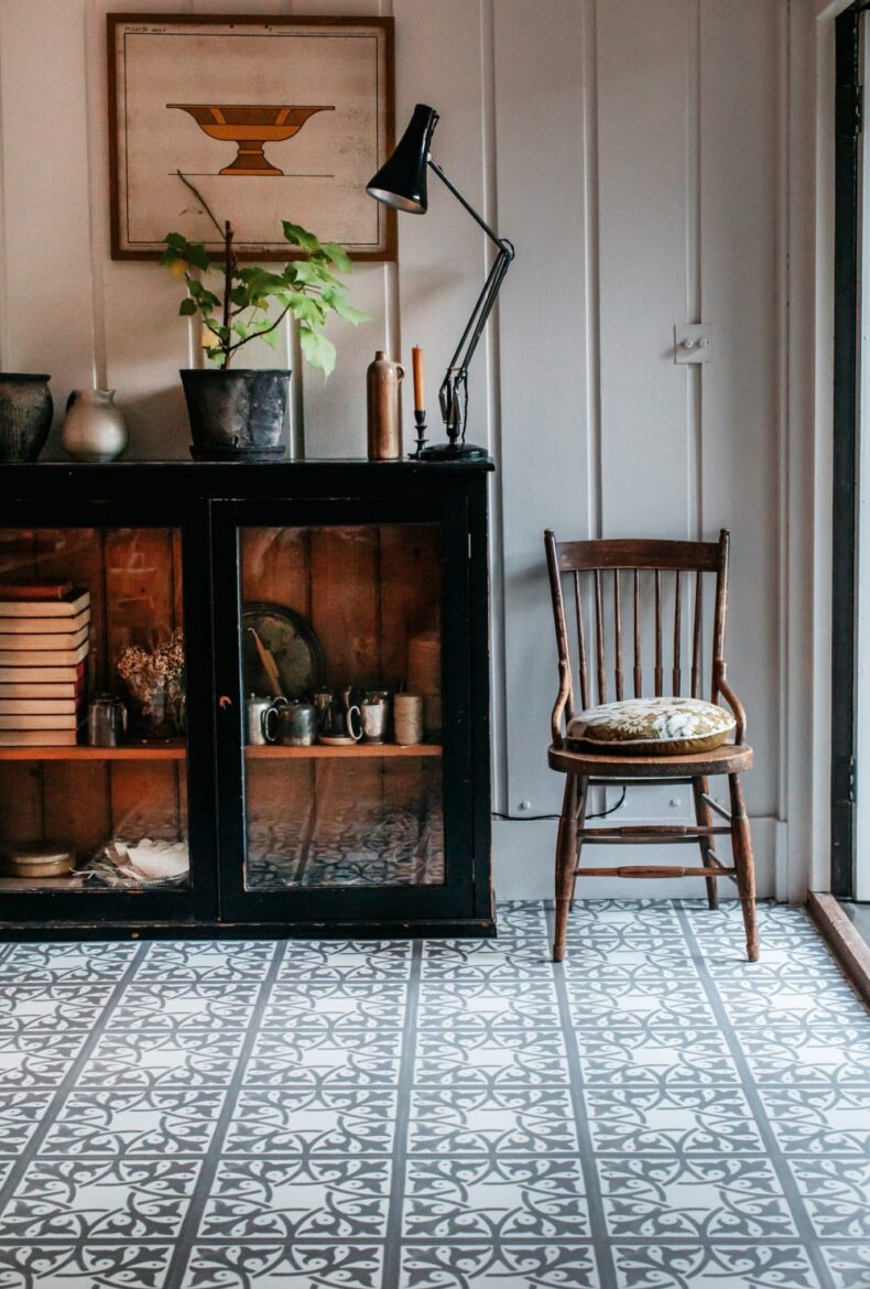 View of Northmore Soapstone luxury vinyl tile by Harvey Maria